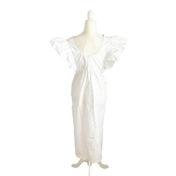 Anthropologie Flutter Sleeve Midi Dress Small White NWT - Picture 5 of 9